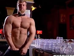 Buff Stud Strips Nude To Masturbate Passionately Behind Bar